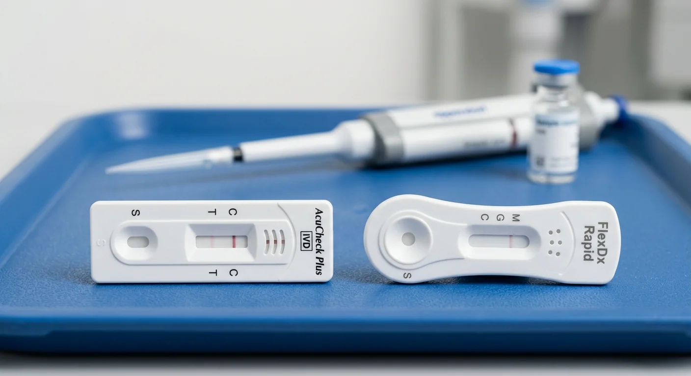 Comparison of different HBsAG rapid test price options showing test cards and lab equipment.