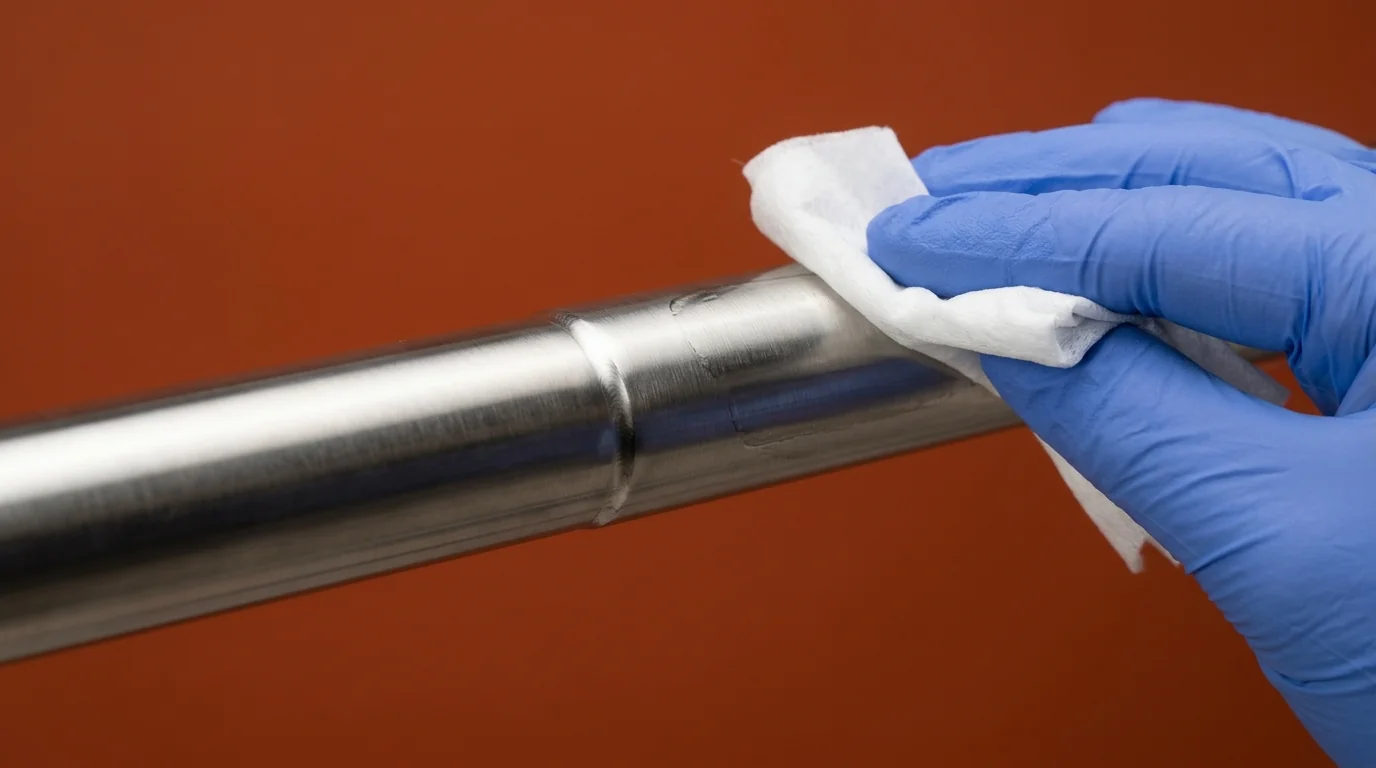 Close-up of a high-grade stainless steel IV stand showing seamless construction for hospital infection control compliance.