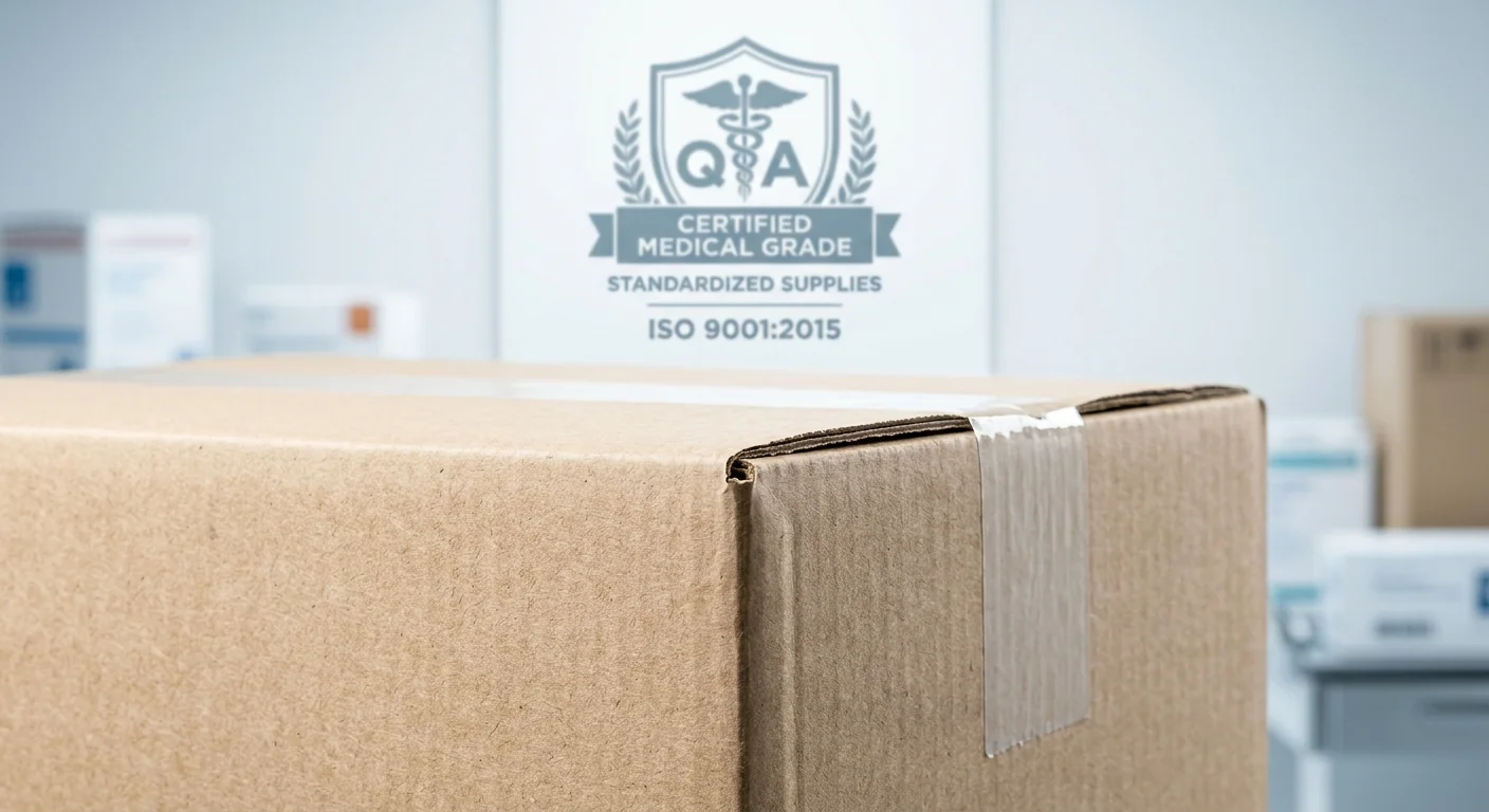 Close-up of high-quality medical glove packaging highlighting standards for quick comparison and procurement.