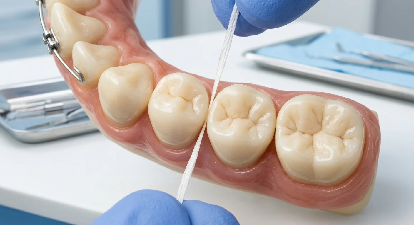Professional-grade dental floss demonstrating durability and non-shredding performance during clinical interproximal cleaning procedures.