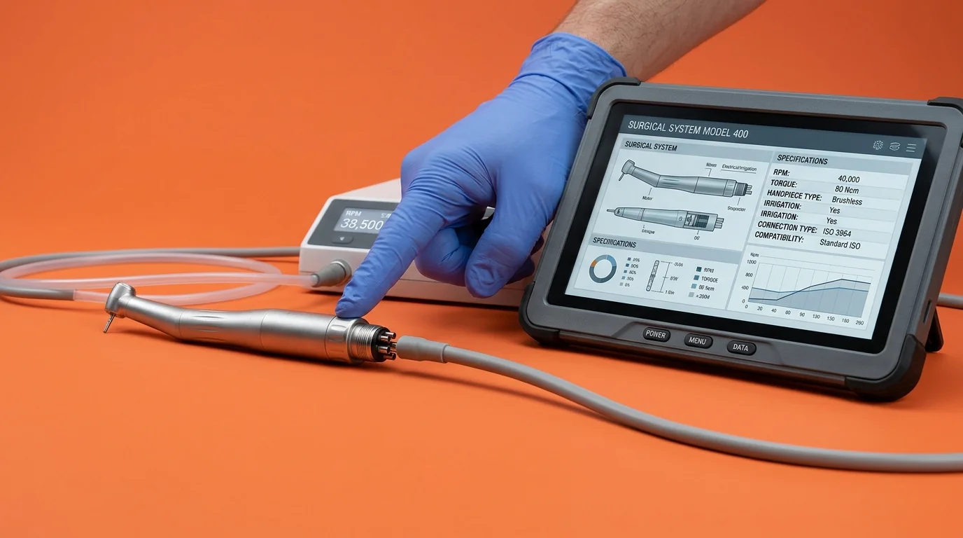 Clinical team conducting a facility needs assessment for a dental surgical motor purchase.