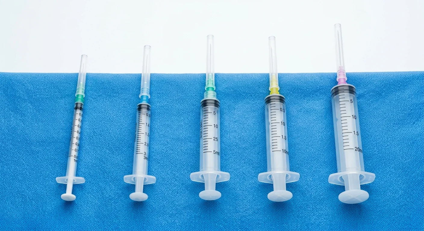 Comparison of five different medical syringes and needles for healthcare facility procurement and inventory.