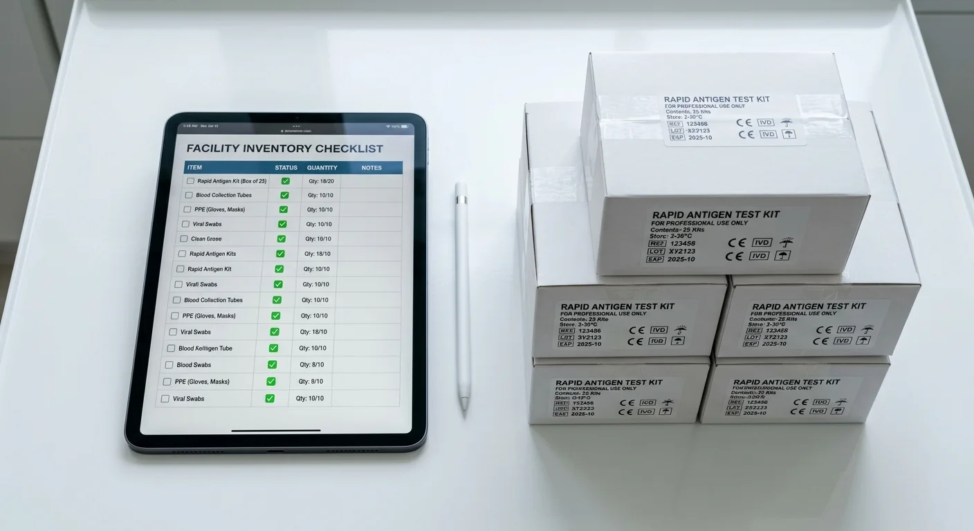 Medical procurement needs-assessment checklist for ordering supplies from a finecare vd test kit supplier.