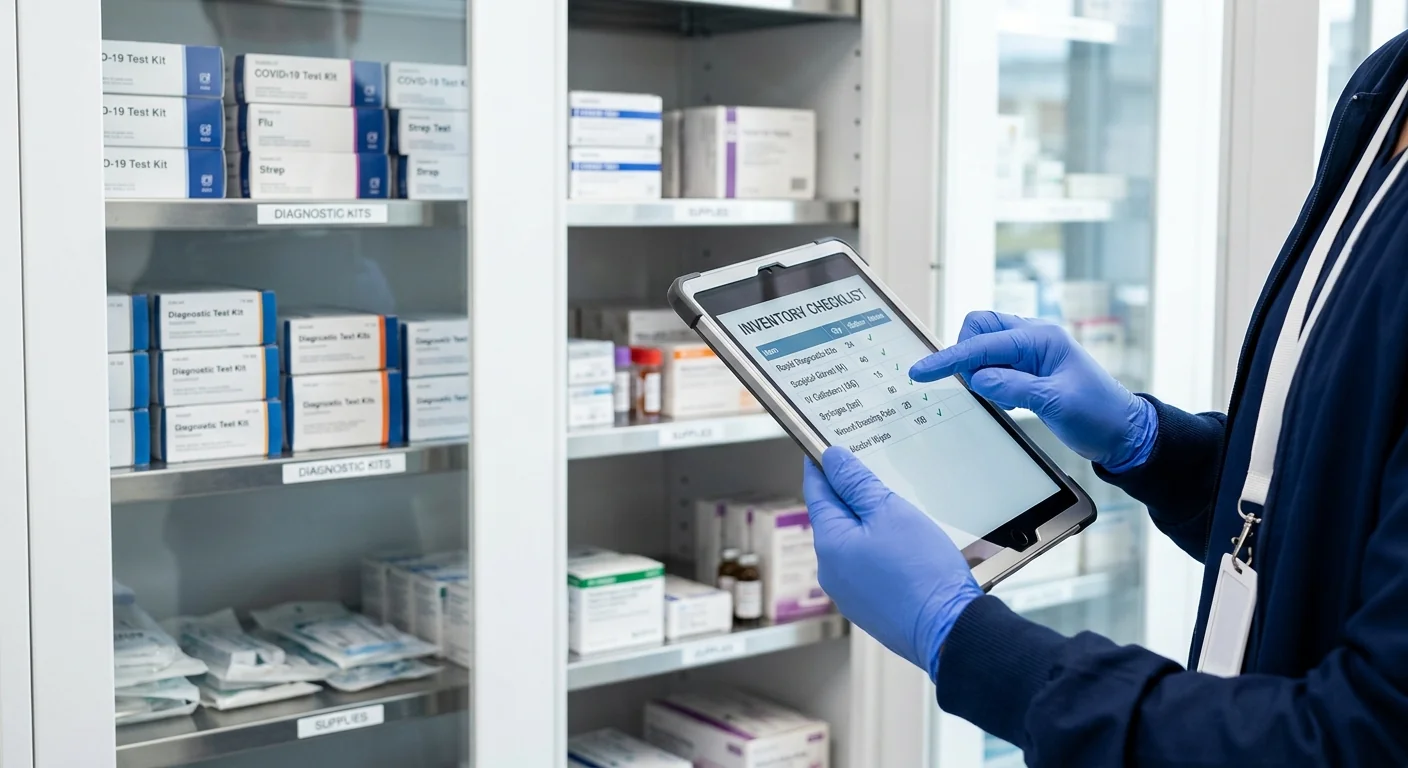 Clinical inventory audit for pregnancy rapid test 50 pack price and stock level evaluation.