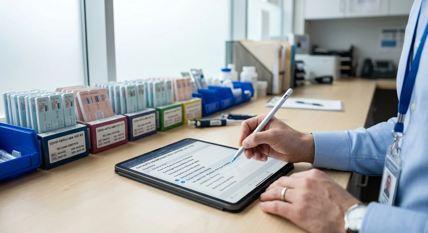 Medical procurement officer performing an internal needs assessment for wholesale multi drug rapid test kits.